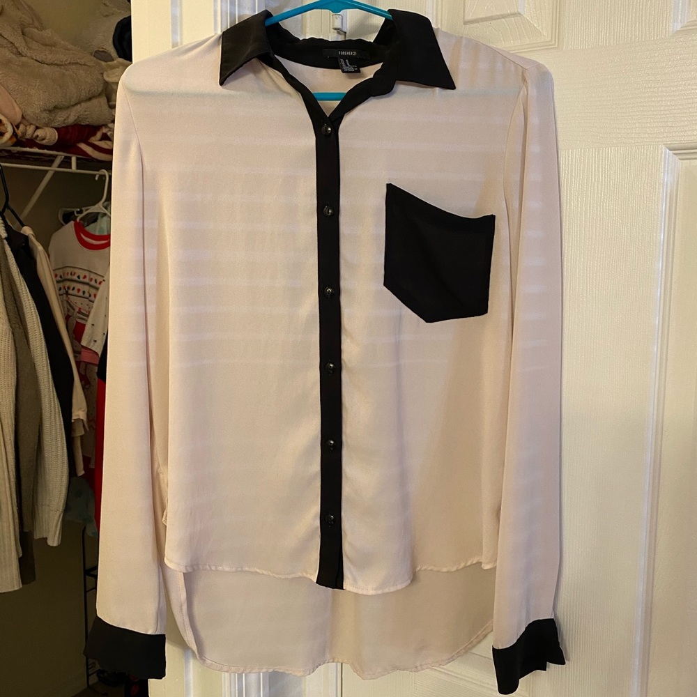 Cream and black button down